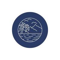 palm tree, mountain, wave, ocean, summer icon vector