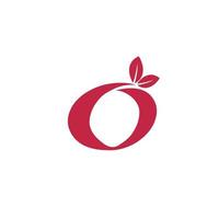 fruit icon leafy red symbol simple logo vector