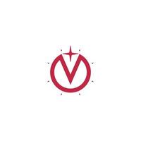 star icon in v logo red color v icon vector