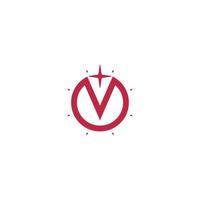 star icon in v logo red color v icon vector