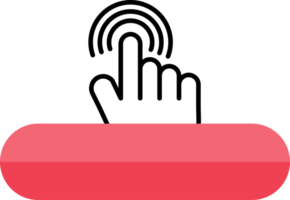 Click here button with hand pointer clicking icon png