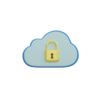 cloud and locked padlock. Security data to cloud computing concept png