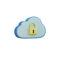 cloud and locked padlock. Security data to cloud computing concept png