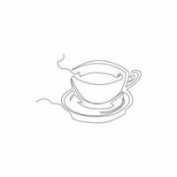 continuous line drawing of a cup of coffee vector