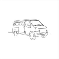 continuous line art of camper van car vector