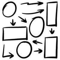Doodle sketch style of Hand drawn lines, Arrows, circles and curves vector illustration for concept design.