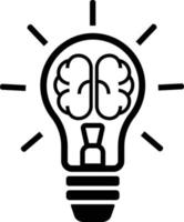 icono de línea plana de idea creativa. cerebro en la ilustración de vector de bombilla. signo delgado de innovación, solución, logotipo de educación.