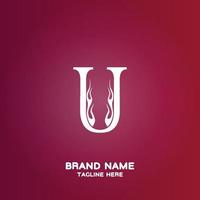 Letter U initial logo template, alphabet with gradient background vector
