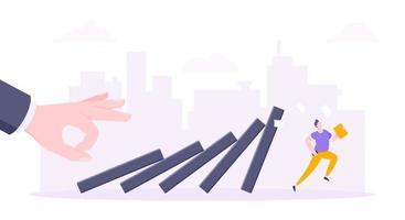 Domino effect or business cowardice metaphor vector illustration concept.