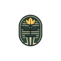 flowerpot emblem logo vector