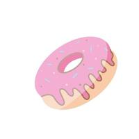 Pink Donut with Sprinkles in Food Cartoon Animated Vector Illustration