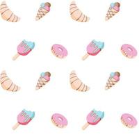 Seamless pattern sweets for packaging paper, backgroung of menu, cover of flyer and poster. vector