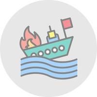 diseño de icono de vector de barco en llamas