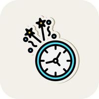 New Year Clock Vector Icon Design