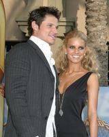 Jessica Simpson and Nick Lacheyarriving  at the MTV Movie Awards at the Shrine Auditorium Los Angeles CAJune 4 20052005 photo