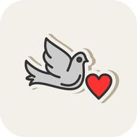 Dove with Heart Vector Icon Design