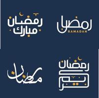 Vector White Ramadan Kareem Greeting Card with Orange Design Elements Design.