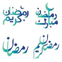 Celebrate Ramadan Kareem with Elegant Green and Blue Gradient Calligraphy Vector Design.