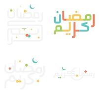 Arabic Typography Ramadan Kareem Wishes with Elegant Calligraphy. vector