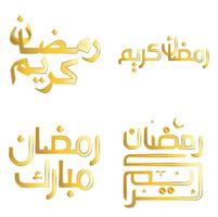 Elegant Golden Ramadan Kareem Vector Design with Arabic Calligraphy.