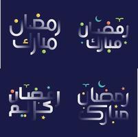 Celebrate Ramadan with our White Glossy Calligraphy Pack with Colorful Accents vector