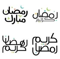 Elegant Vector Illustration of Black Ramadan Kareem with Arabic Calligraphy.