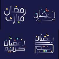 Glossy Ramadan Kareem Calligraphy Pack with a Splash of Color vector