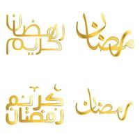 Elegant Golden Vector Illustration of Ramadan Kareem with Arabic Calligraphy.