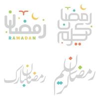 Multi-Style Arabic Typography for Ramadan Greetings in Handwriting Calligraphy. vector