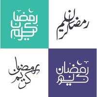 Simple and Elegant Ramadan Kareem Calligraphy Pack in Arabic Script. vector