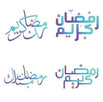 Gradient Ramadan Kareem Vector Design with Arabic Calligraphy for Muslim Greetings.