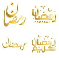 Elegant Golden Ramadan Kareem Vector Design with Traditional Arabic Calligraphy.