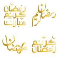 Golden Ramadan Kareem Vector Illustration with Traditional Arabic Calligraphy.