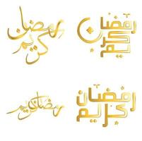 Vector Illustration of Golden Ramadan Kareem Arabic Calligraphy for Muslim Greetings.