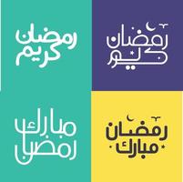 Arabic Calligraphy Pack for Celebrating Ramadan Kareem in a Minimalistic Style. vector
