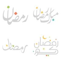 blanco antecedentes islámico Ramadán kareem vector tipografía en Arábica caligrafía.