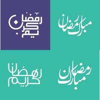 Vector Set of Simple Arabic Calligraphy for Celebrating the Holy Month of Fasting in Modern Style.