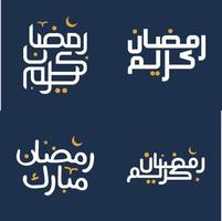 Vector Illustration of Elegant White Calligraphy with Orange Design Elements for Ramadan Kareem Wishes.