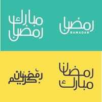 celebrar Ramadán kareem con elegante y sencillo Arábica caligrafía embalar. vector
