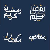 celebrar el santo mes de Ramadán con blanco y naranja caligrafía vector diseño.