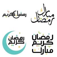 Elegant Black Vector Illustration of Ramadan Kareem Wishes in Arabic Calligraphy.