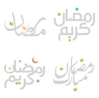 Elegant Ramadan Kareem Vector Illustration in Arabic Calligraphy for Muslim Celebrations.