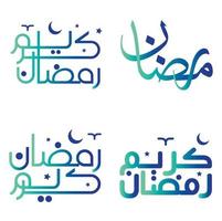 Celebrate Ramadan Kareem with Gradient Green and Blue Islamic Calligraphy Vector Illustration.