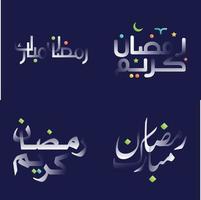 Colorful Ramadan Kareem Calligraphy in White Glossy Effect for Islamic Festive Banners and Cards vector