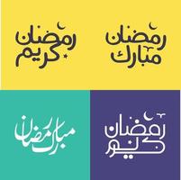 Vector Pack of Elegant Arabic Calligraphy for Ramadan Kareem Greetings.