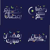 White Glossy Ramadan Kareem Calligraphy with Colorful and Vibrant Accents vector