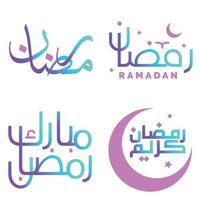 Ramadán kareem deseos con degradado Arábica caligrafía vector diseño.