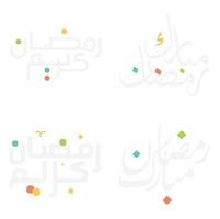 Ramadan Kareem Vector Design with Elegant Arabic Calligraphy for Greeting Cards.