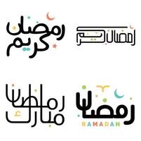 Arabic Calligraphy Black Ramadan Kareem Vector Design for Islamic Fasting Month.