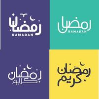 conjunto de sencillo Arábica caligrafía para Ramadán Mubarak y Ramadán kareem deseos. vector